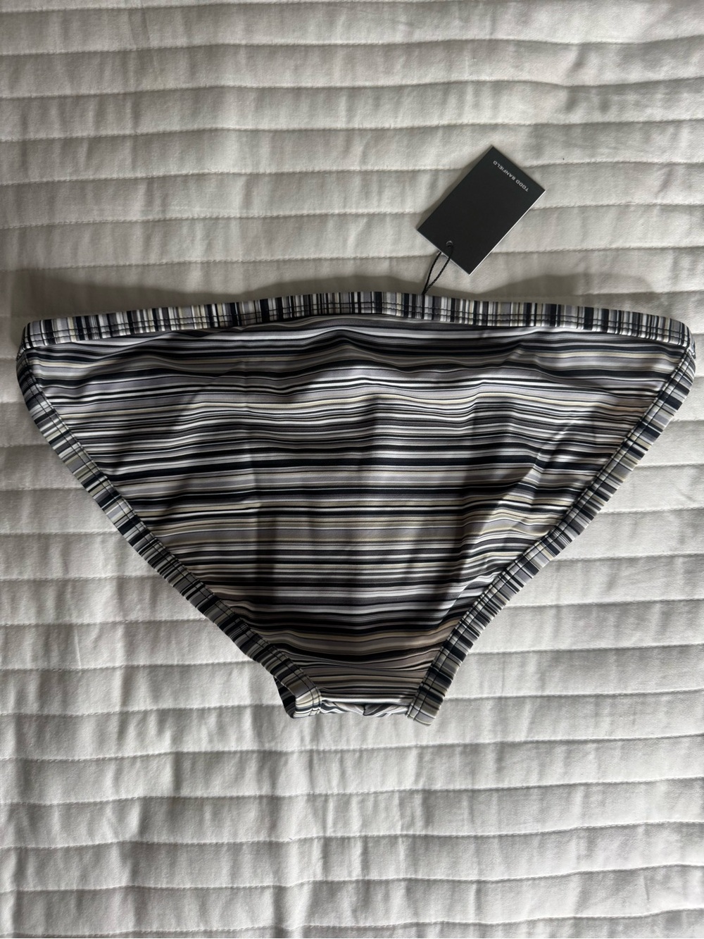 TODD SANFIELD Men's Striped Black & White Swim Briefs - Picture 2 of 7